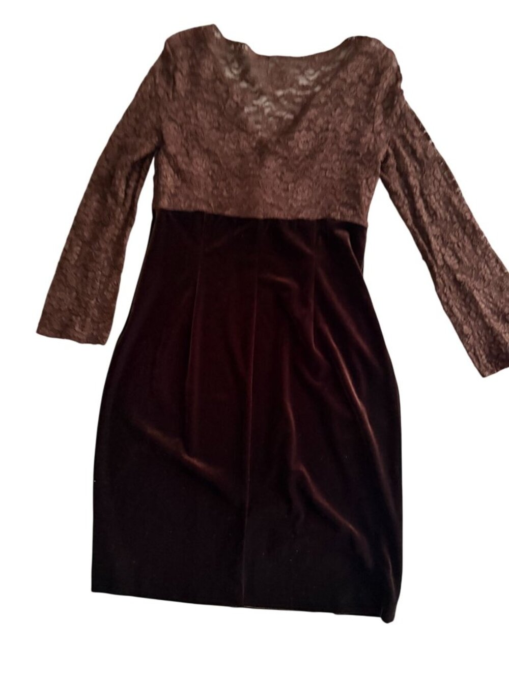 MUSE Brown Velvet Lace Cocktail Dress Size 10 - Picture 2 of 9